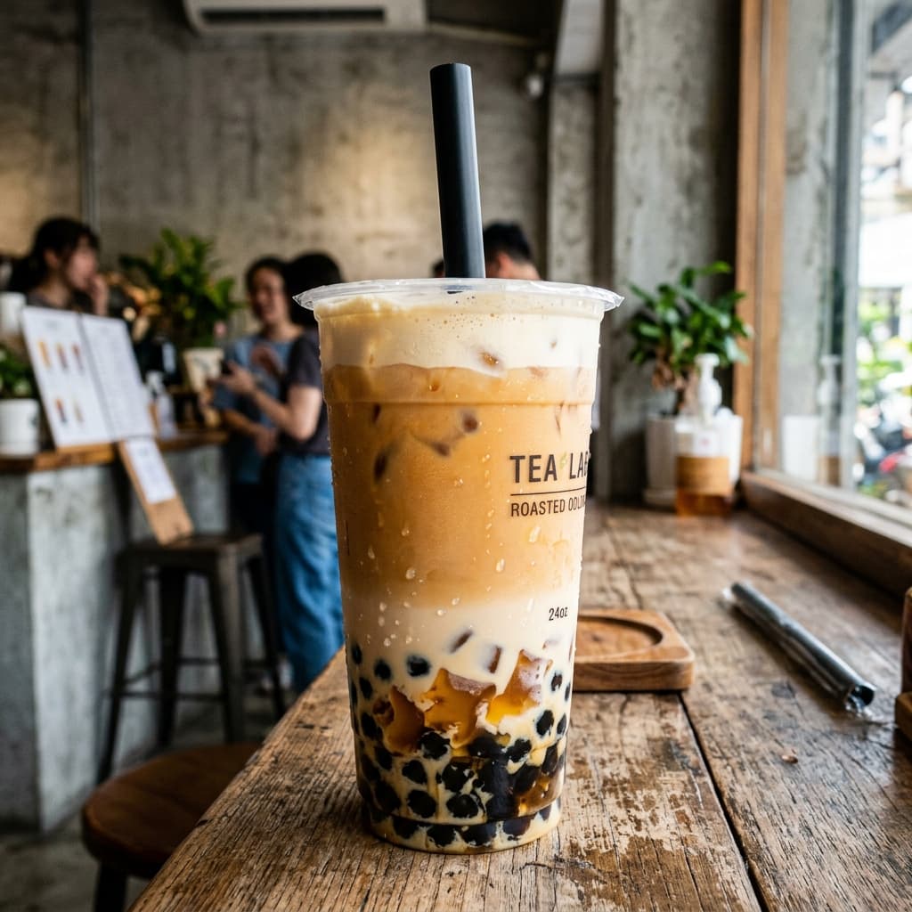 台湾W食感 烏龍鮮奶茶（タピオカ＋茶凍）